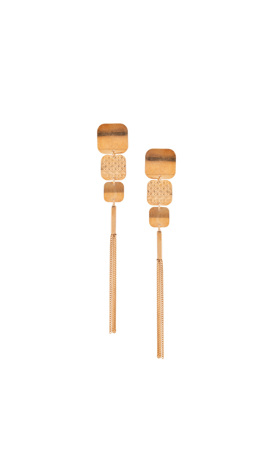 Rose Gold Square Tassel Earrings