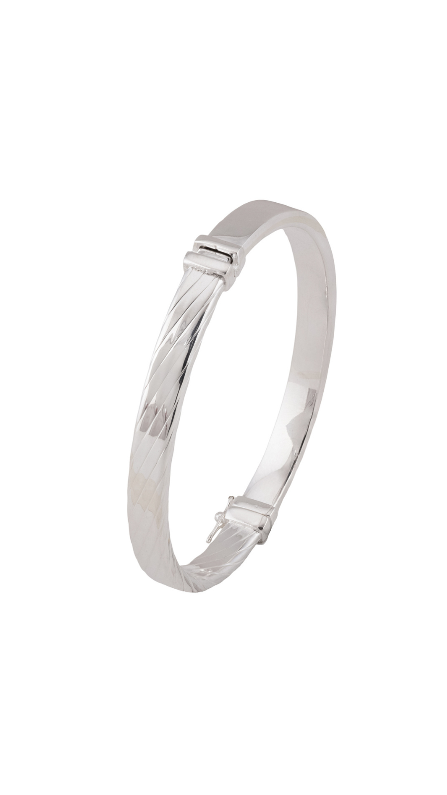 AJB Silver Arte Men's Diagonal Textured 925 Silver Kada