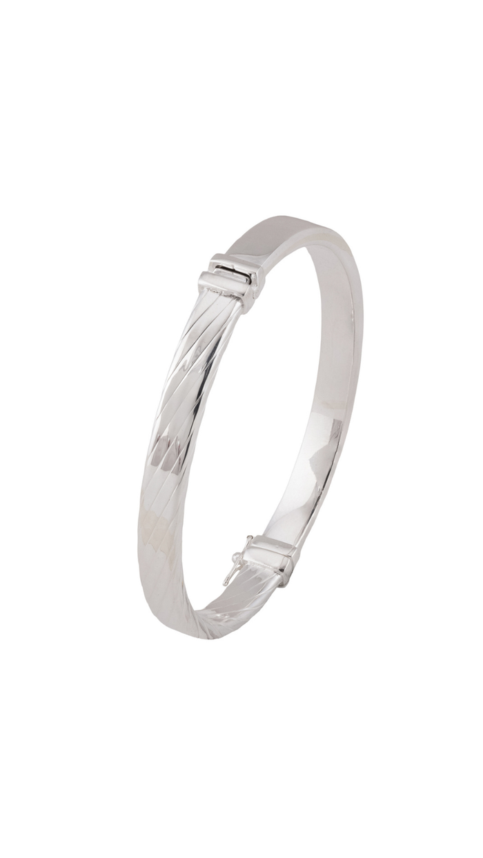 Men's Diagonal Textured 925 Silver Kada