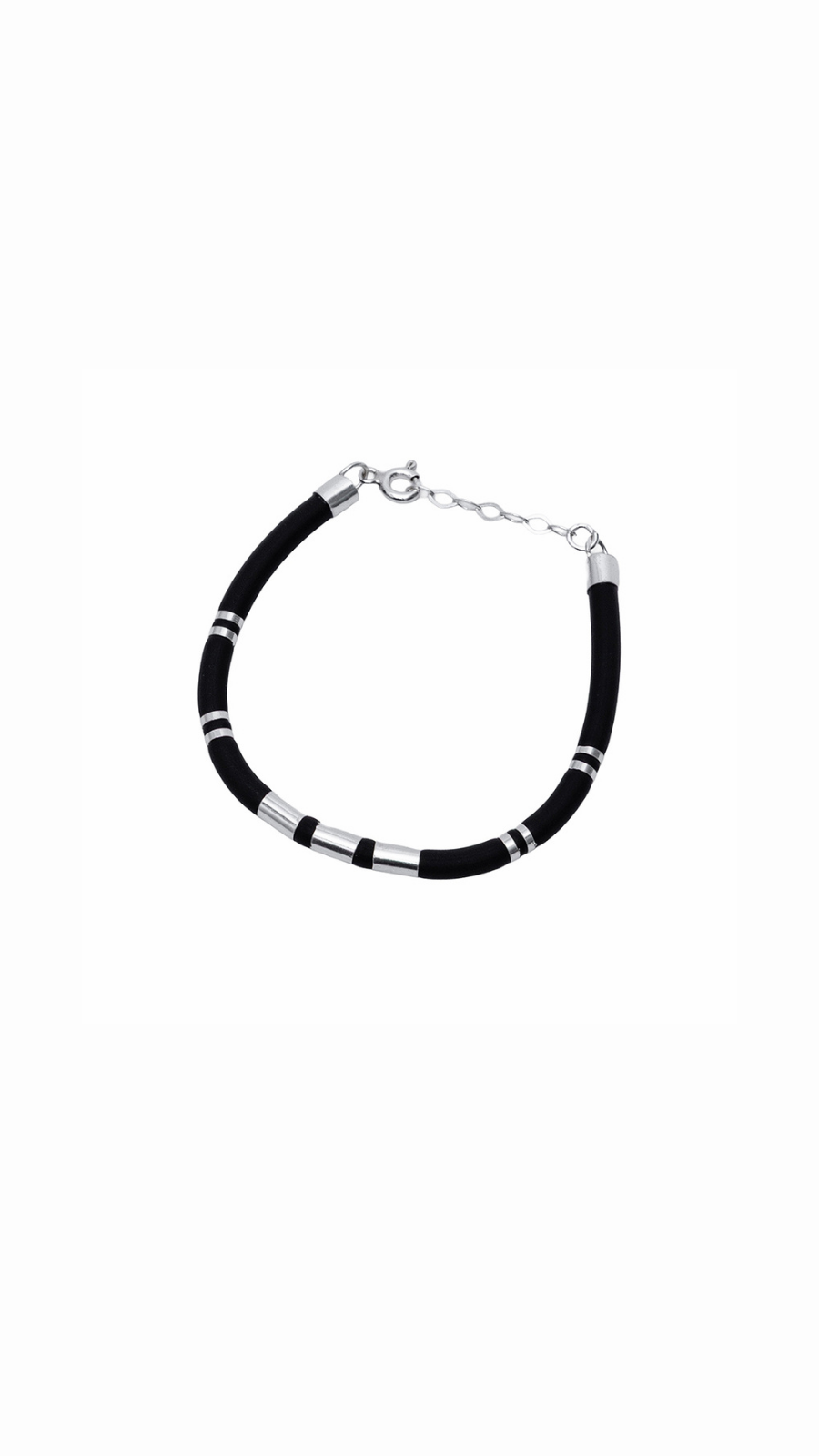 AJB Silver Arte Modern Black Cord Bracelet