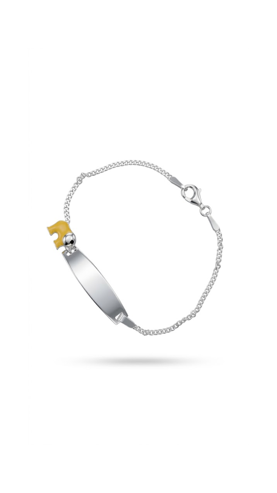AJB Silver Arte Yellow Enamel Elephant Silver Baby Bracelet