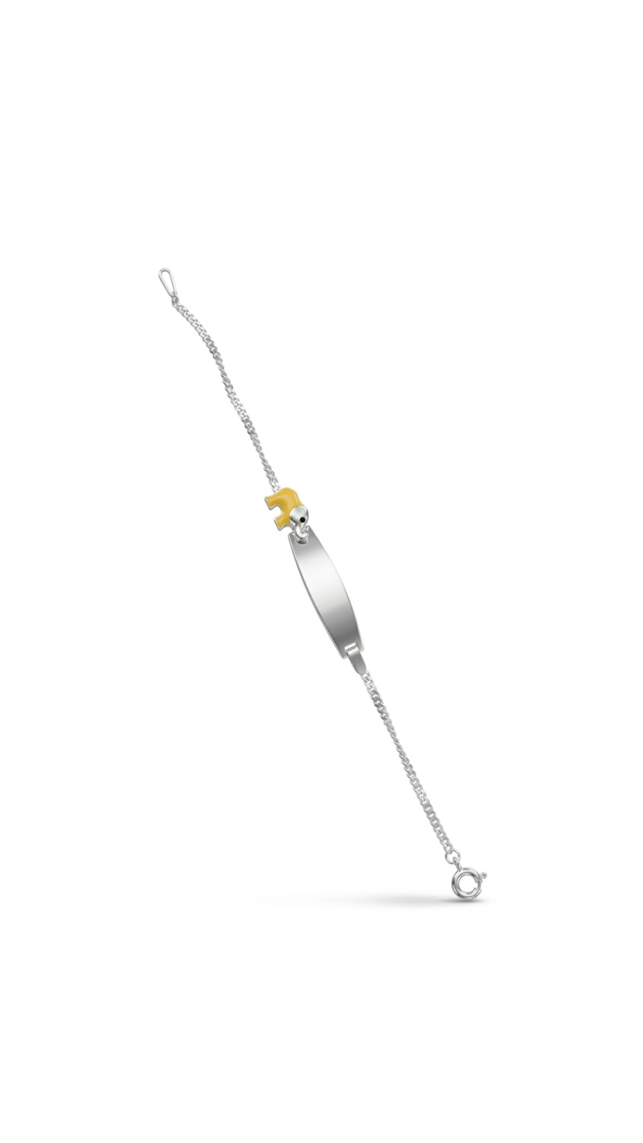 AJB Silver Arte Yellow Enamel Elephant Silver Baby Bracelet