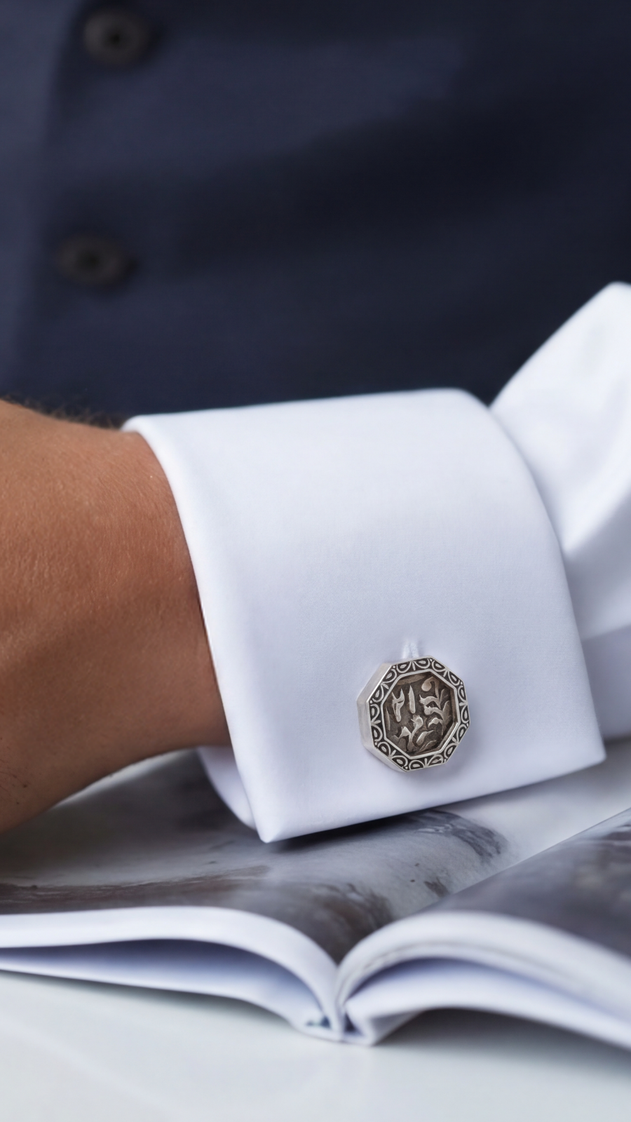 Heritage Octagon Silver Cufflinks