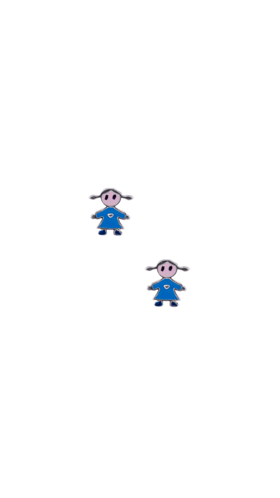 AJB Silver Arte Little Girl Blue Enamel Studs