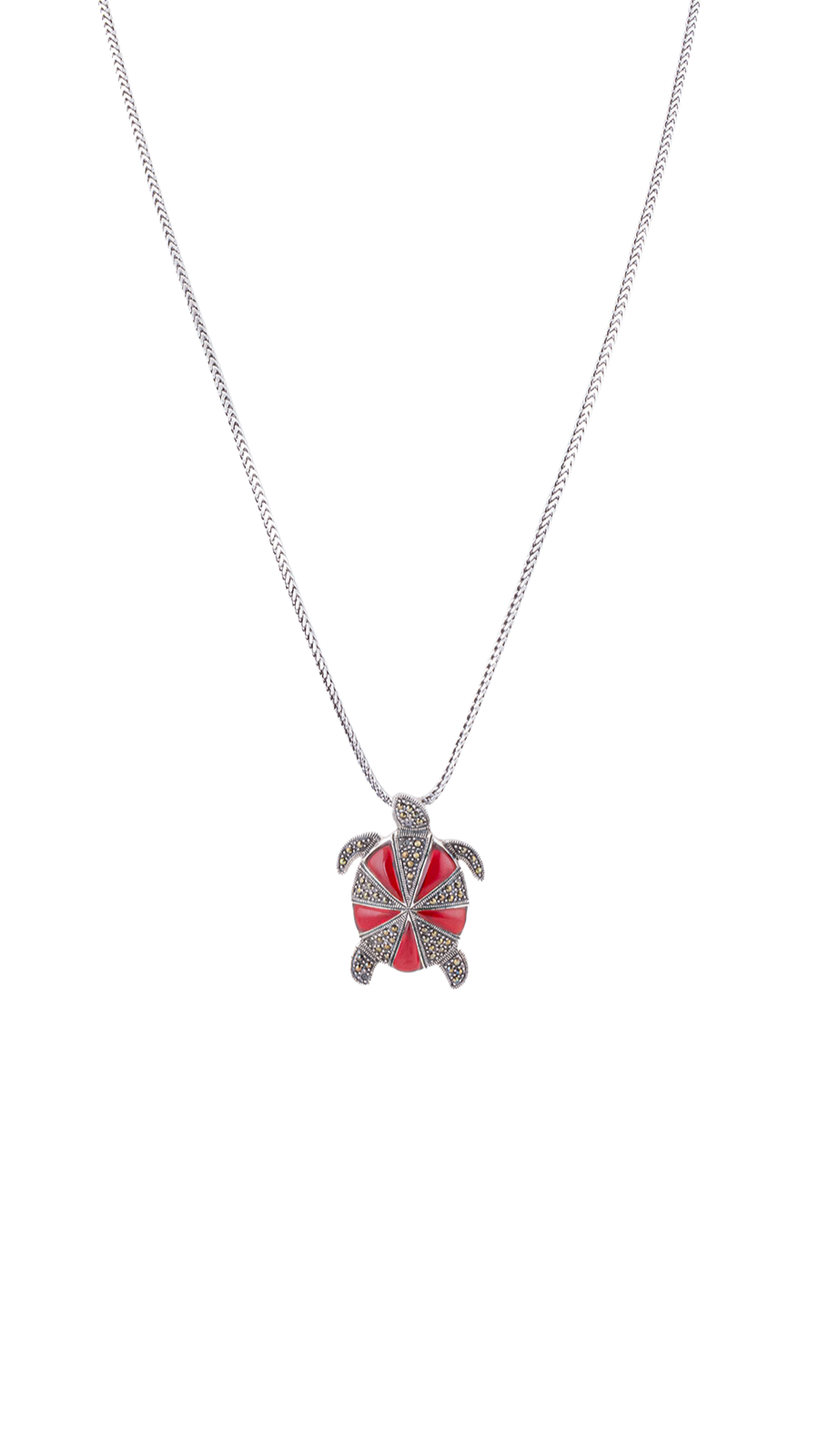 AJB Silver Arte Marcasite Sea Turtle 925 Silver Pendant