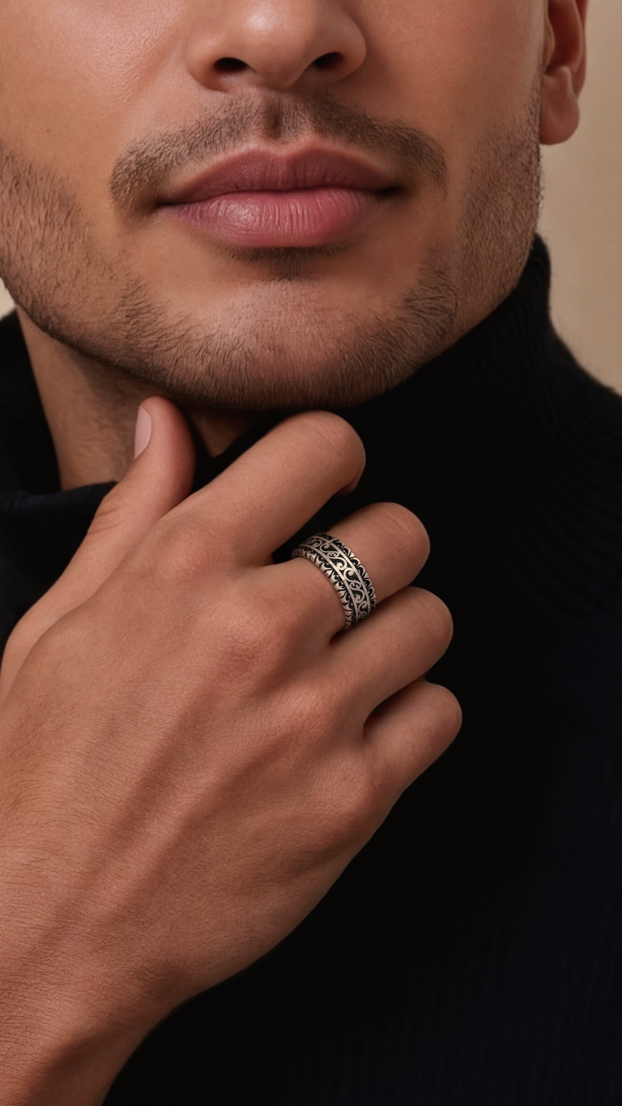 Vintage Oxidised Silver Band
