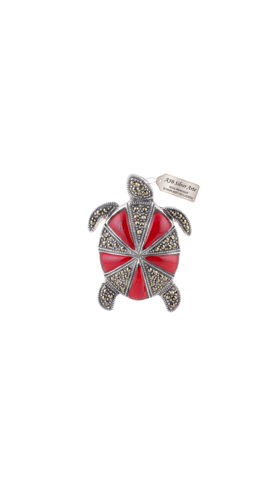 AJB Silver Arte Marcasite Sea Turtle 925 Silver Pendant