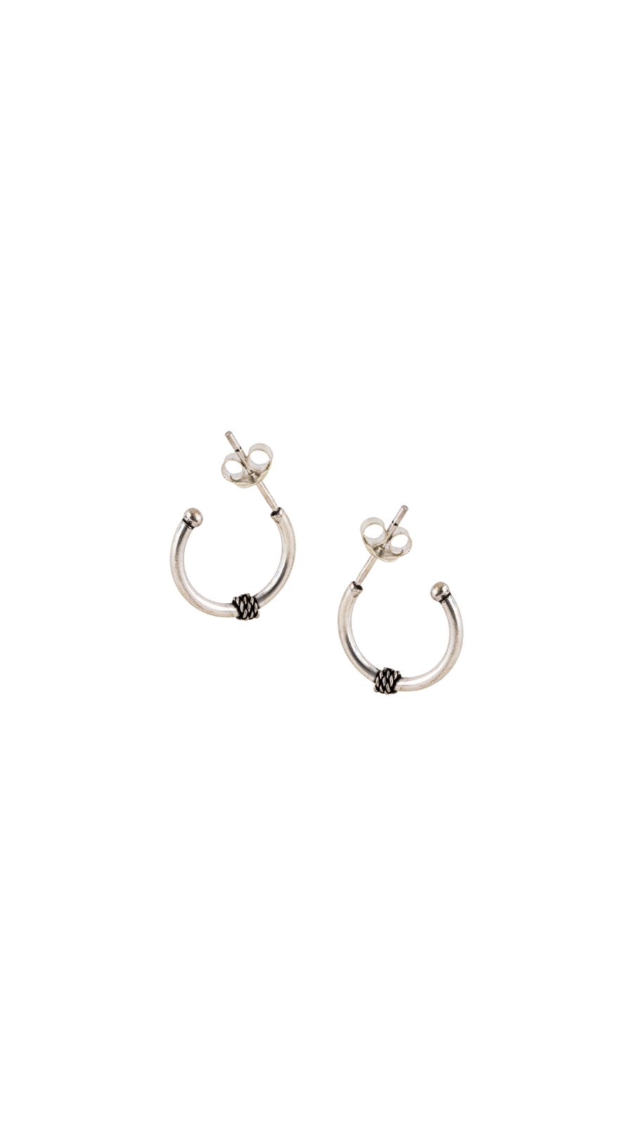 Beaded Texture Silver Hoops