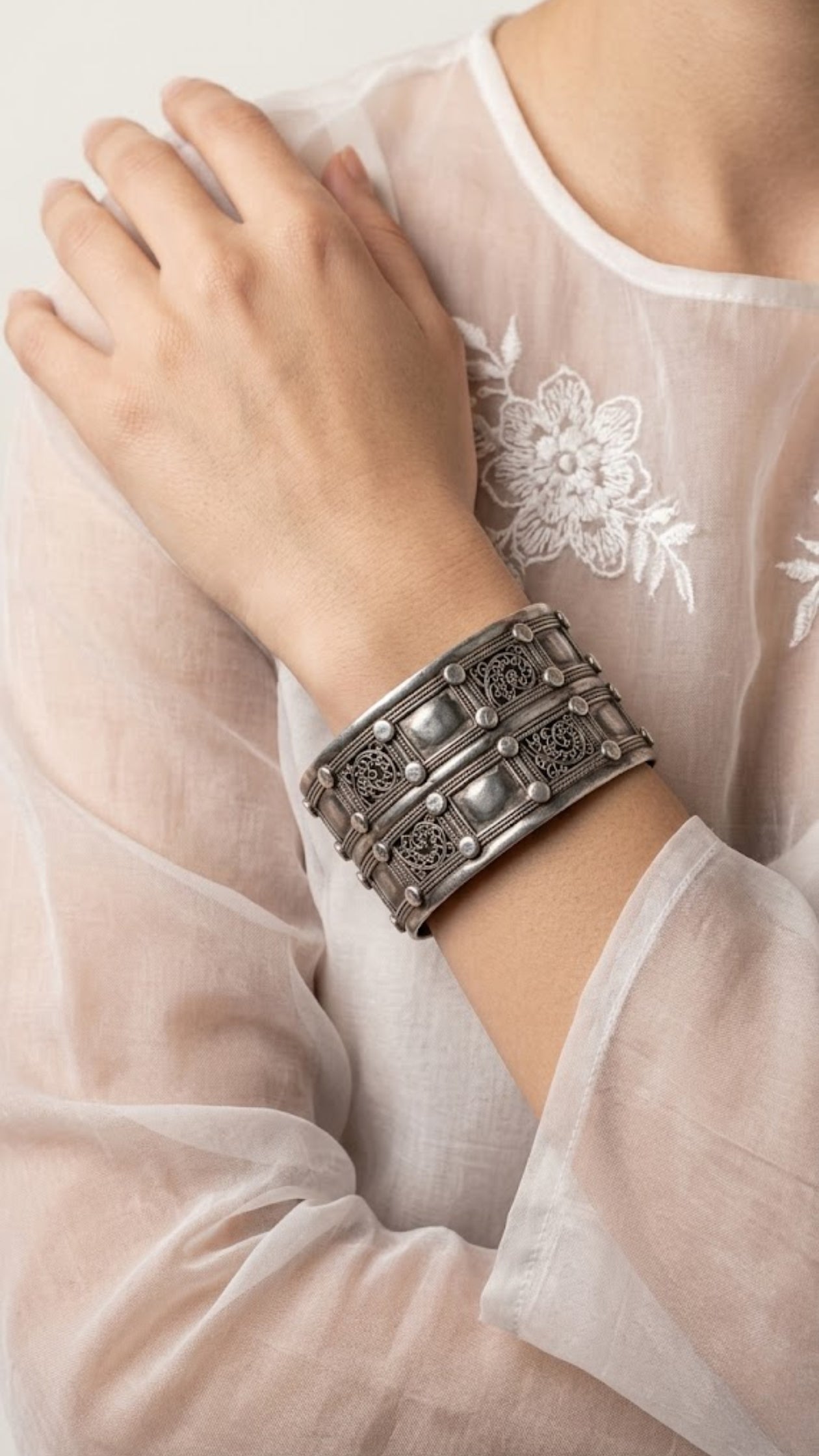 Tribal Fusion 925 Silver Bangle