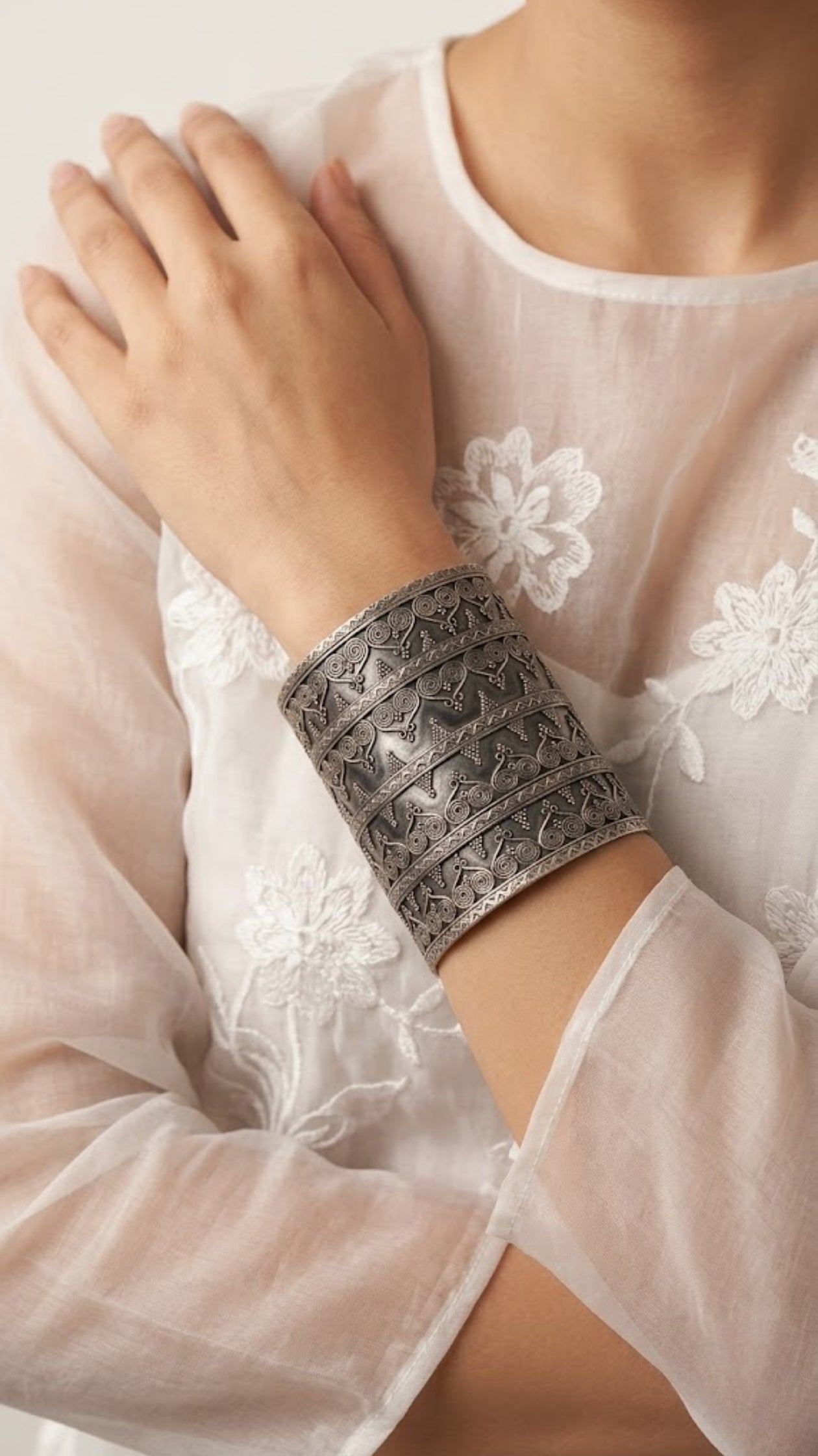 Tribal Cuff 925 Sterling Silver Bangle