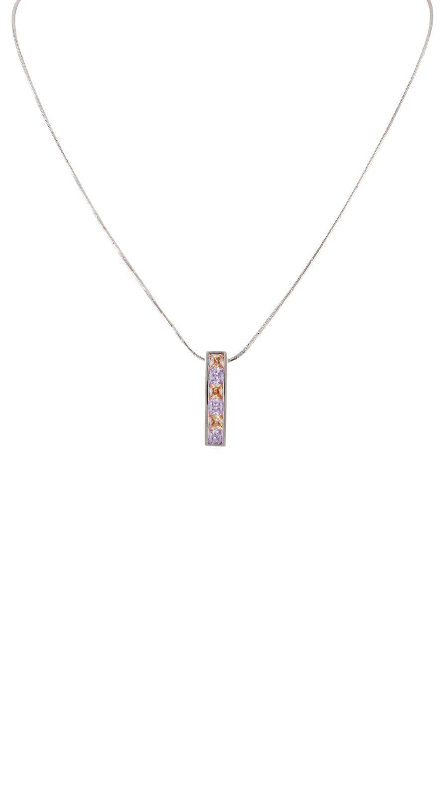 AJB Silver Arte Multi Stone Bar Silver Pendant