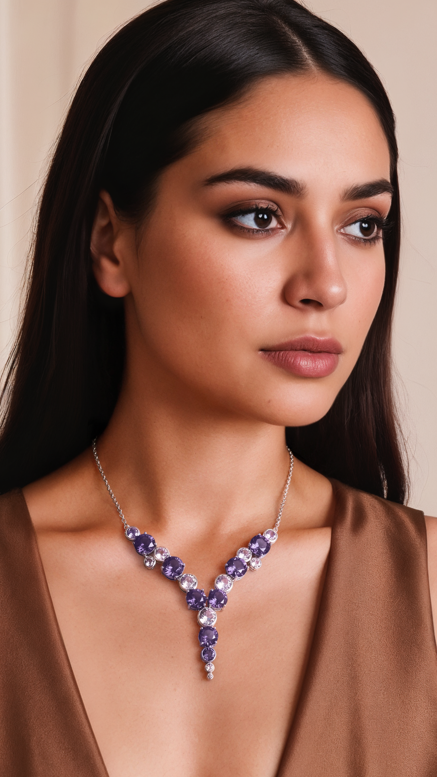 Purple V-Drop Minimalist Necklace