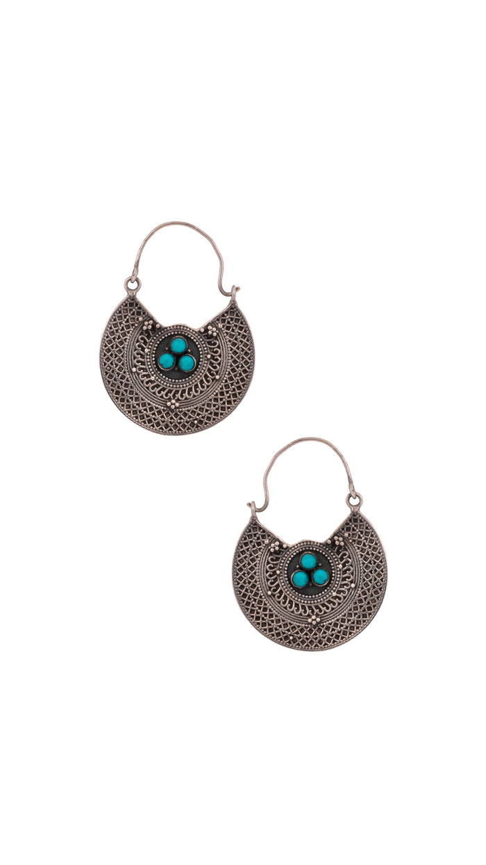 Tribal Turquoise Hoop Earrings