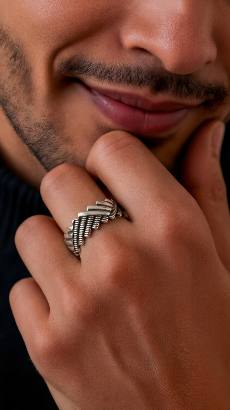 AJB Silver Arte Oxidised 925 Silver Band