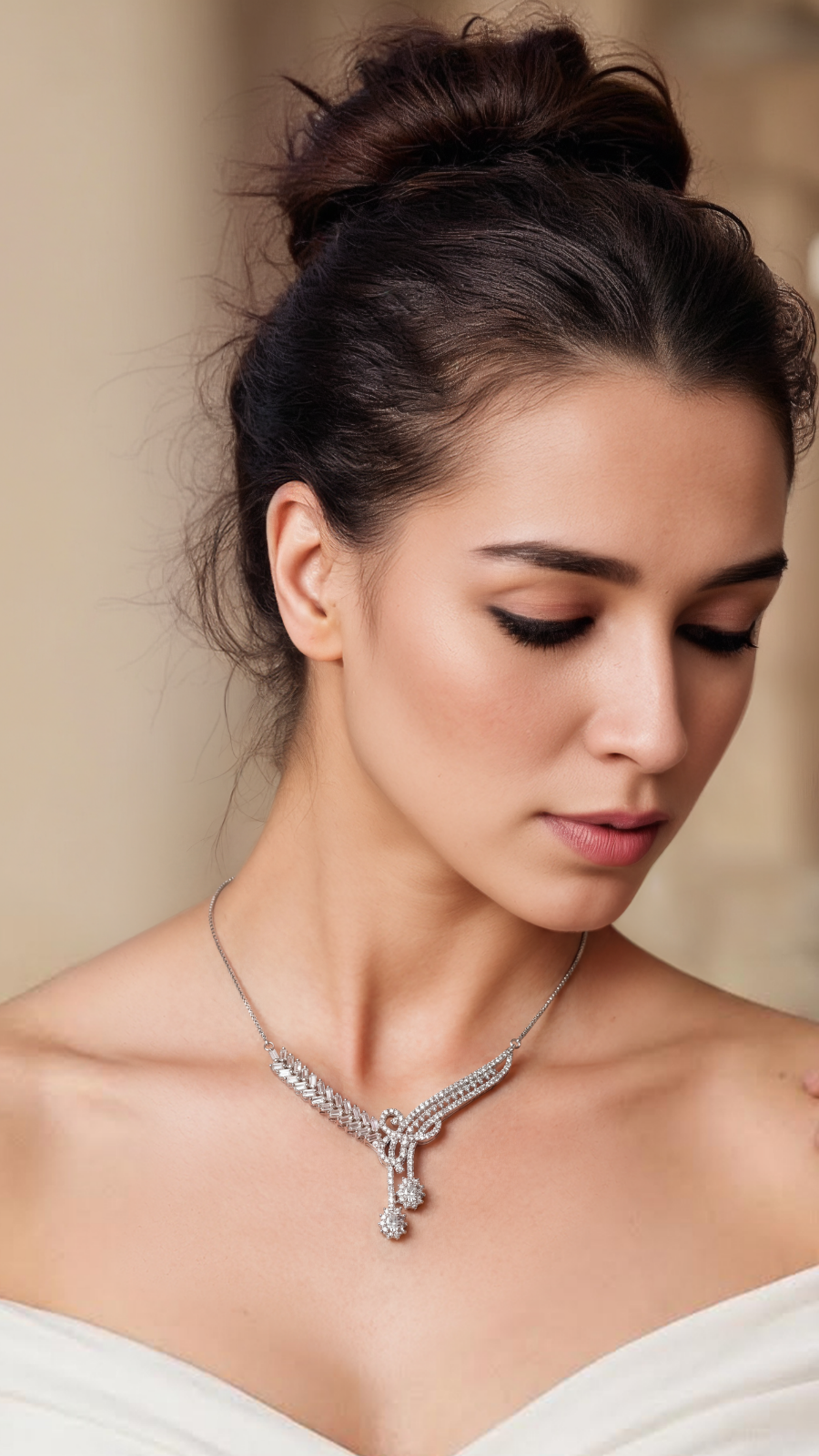 Celeste Drop Silver Necklace