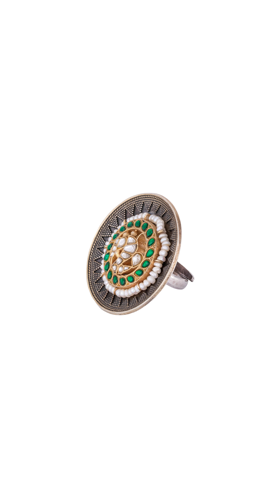 Kundan & Pearl Mandala Ring
