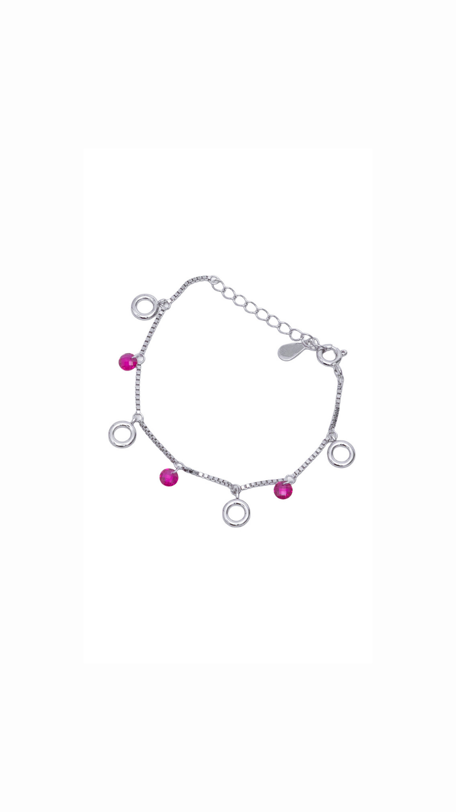 AJB Silver Arte Pink Stone Charm