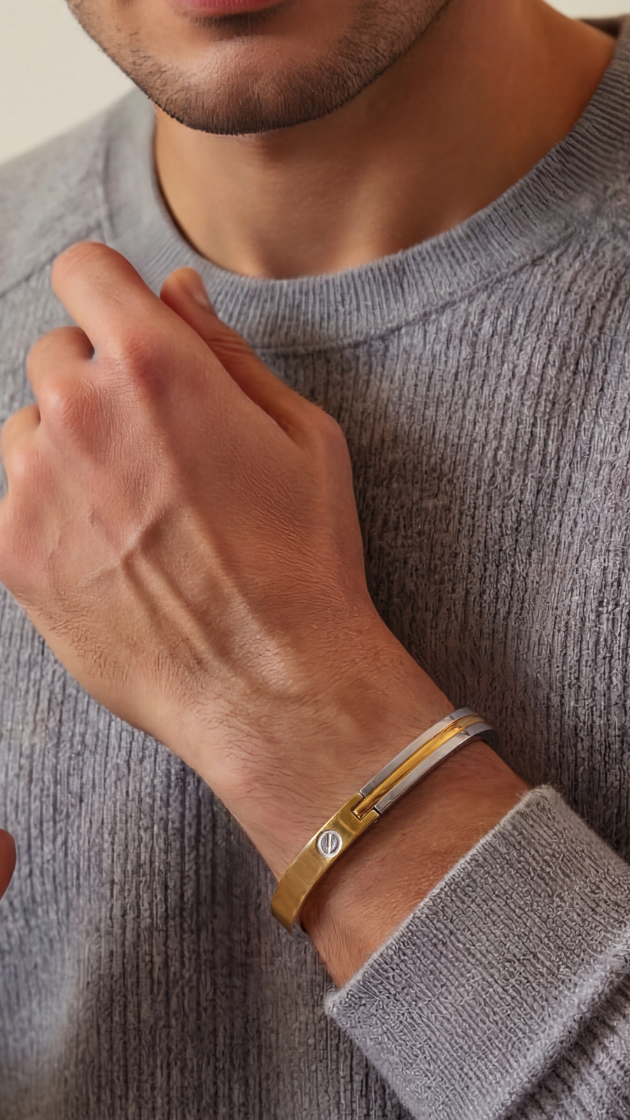 Two Tone Mens Bracelet