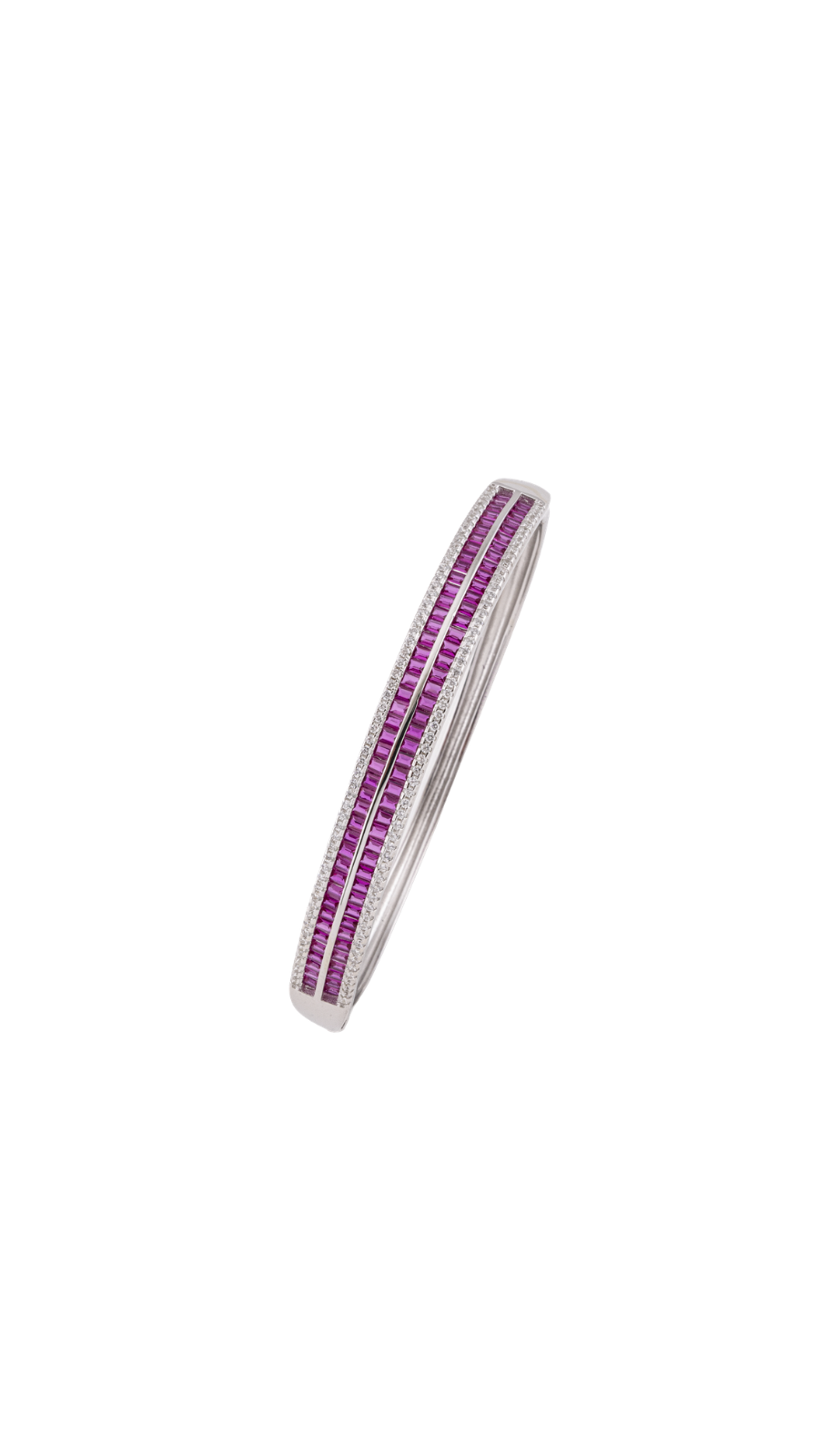 Amethyst Baguette Sterling Silver Bangle