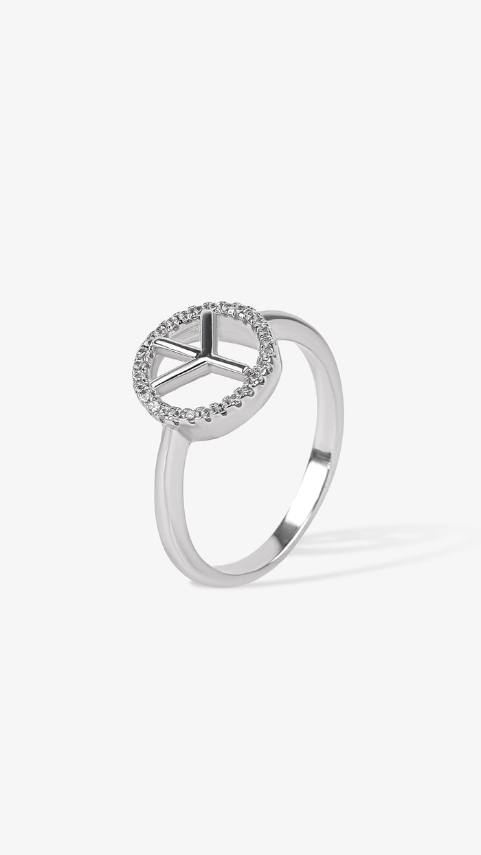 Peace Charm 925 Silver Ring