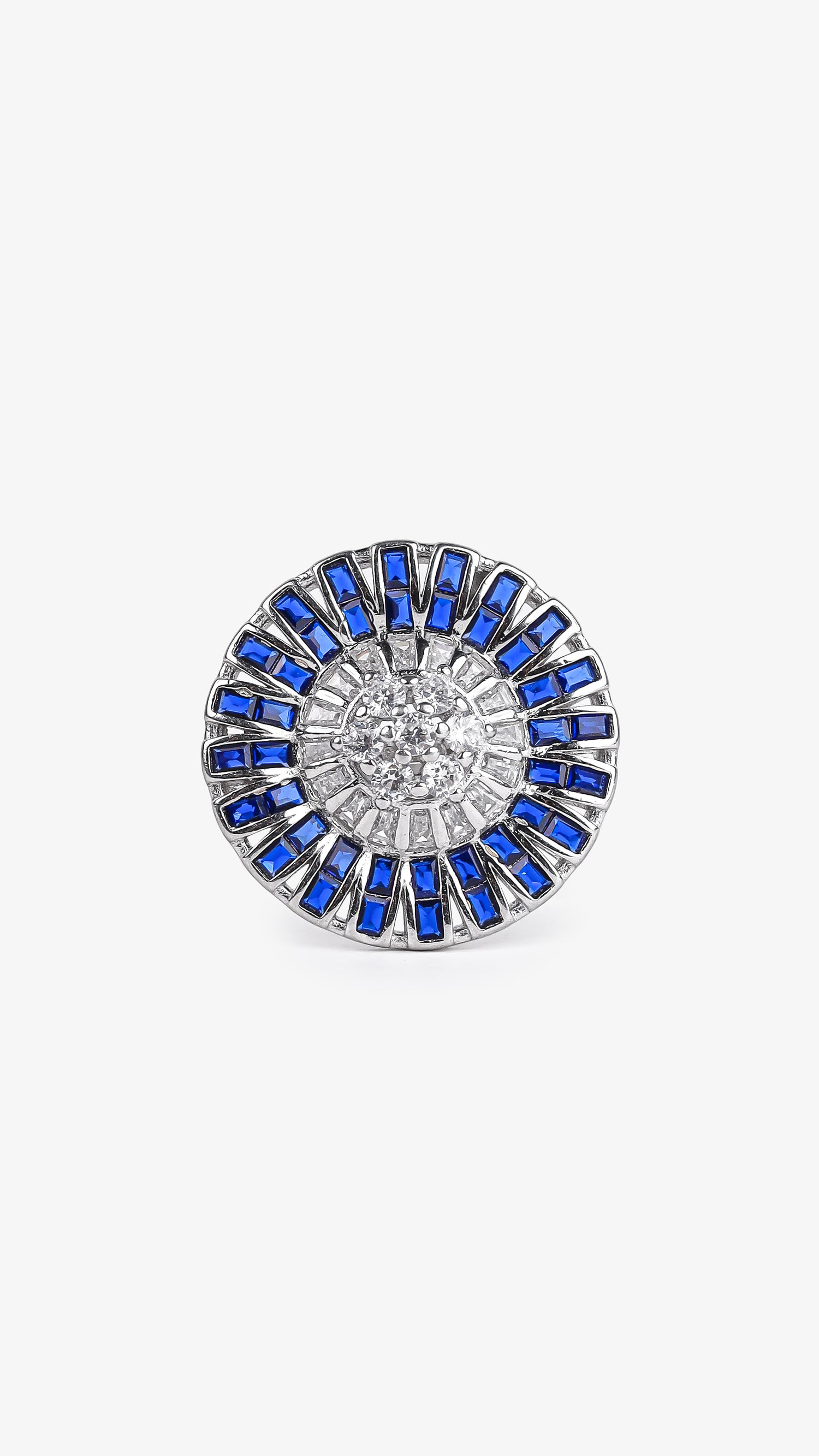 Royal Blue Halo 925 Silver Statement Ring