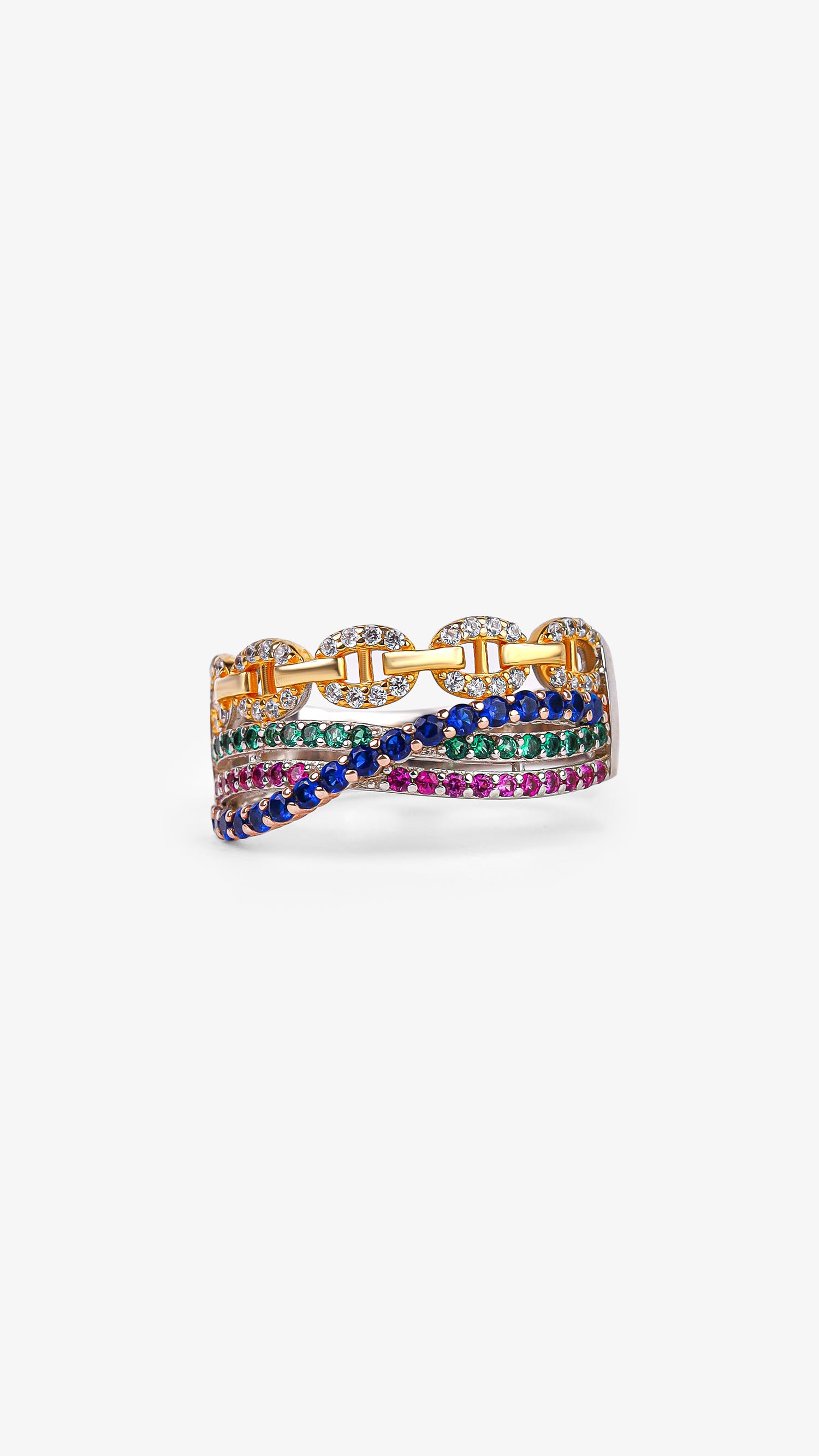 Multi-Stone Layered 925 Sterling Silver Ring