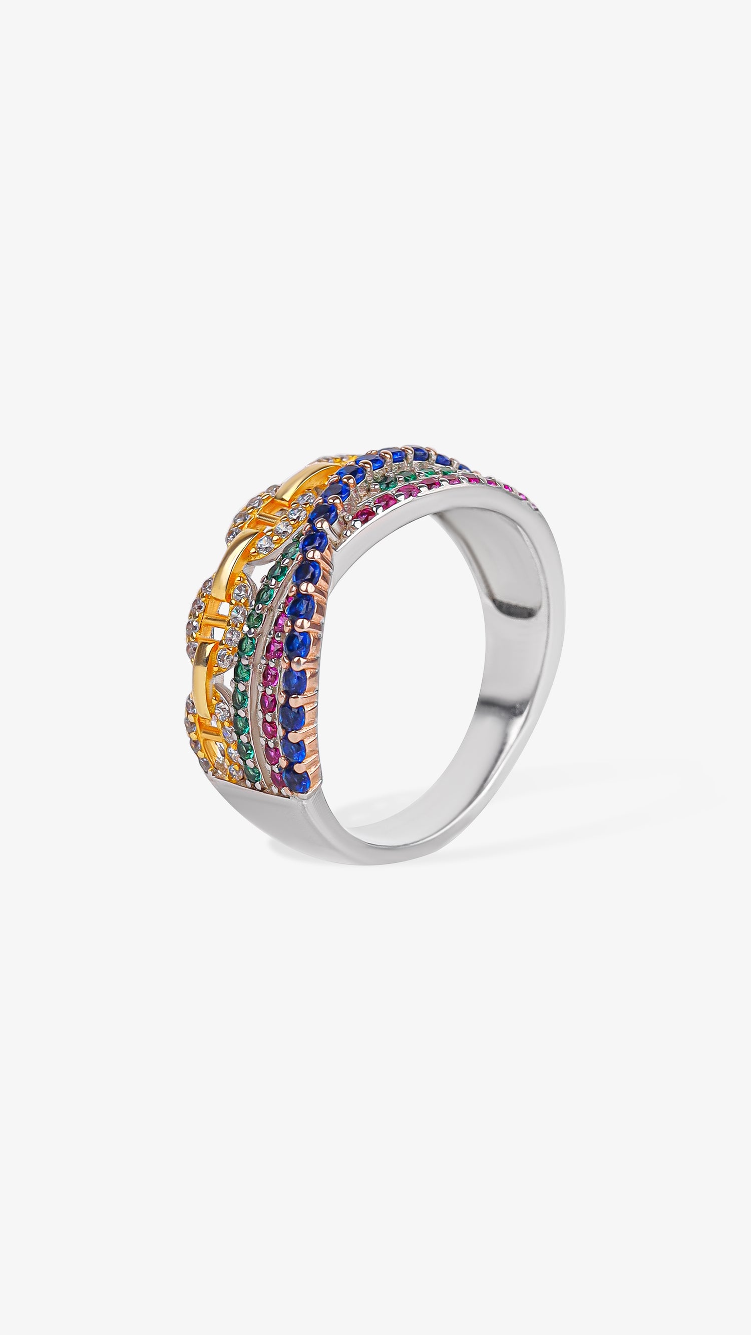 Multi-Stone Layered 925 Sterling Silver Ring