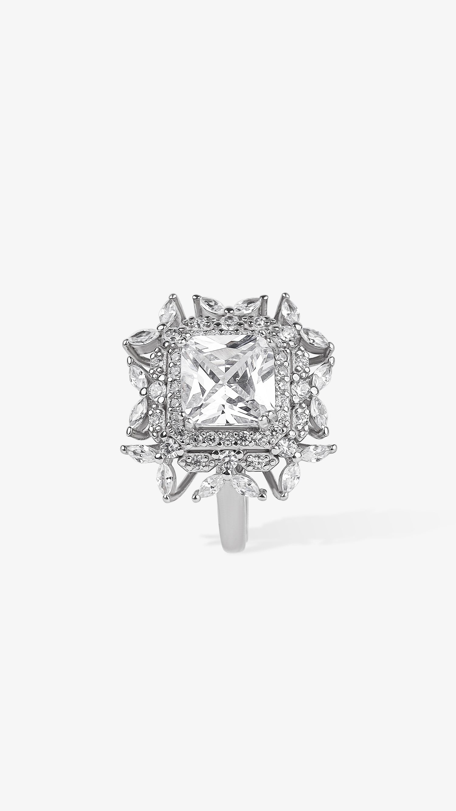Vintage Floral Halo 925 Silver Ring