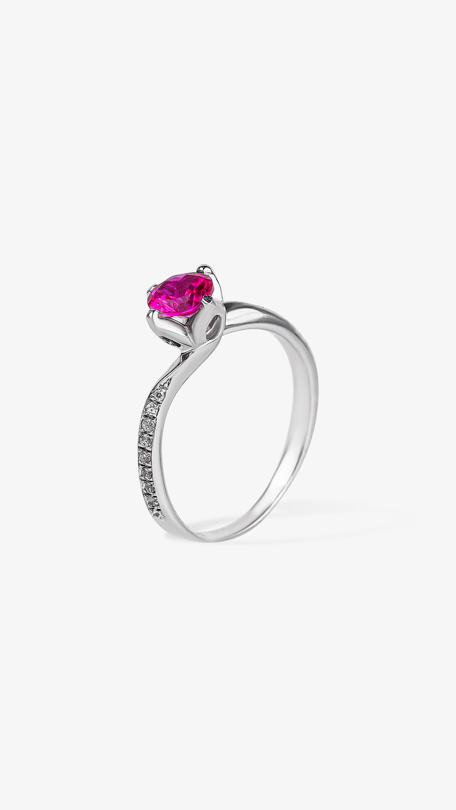 Vibrant Pink Bypass 925 Silver Ring