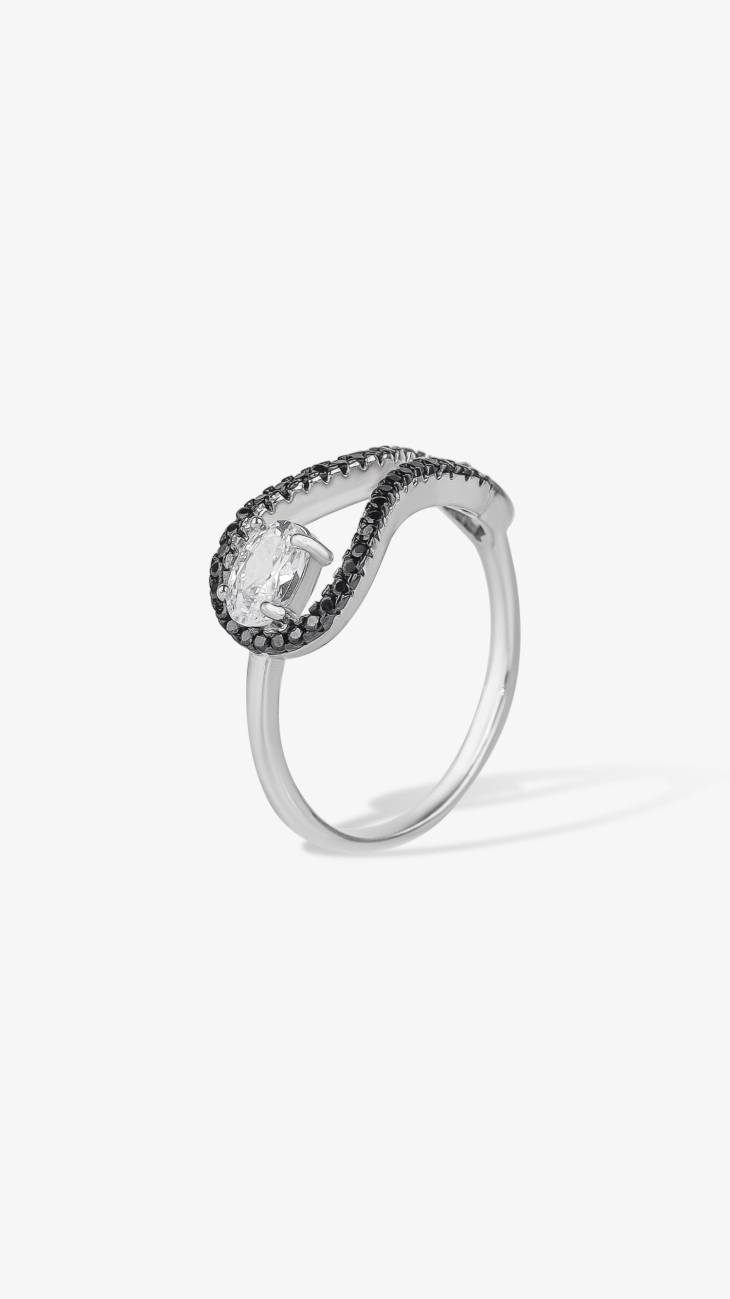 Modern Infinity Teardrop 925 Silver Ring