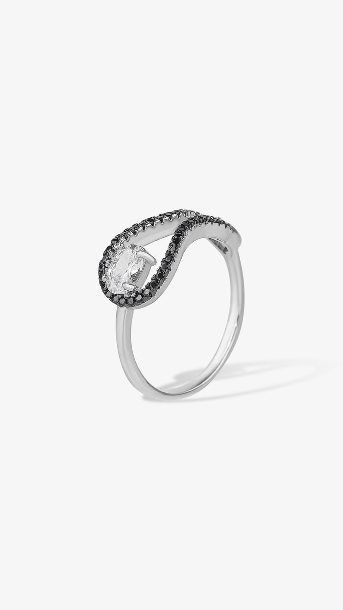 Modern Infinity Teardrop 925 Silver Ring