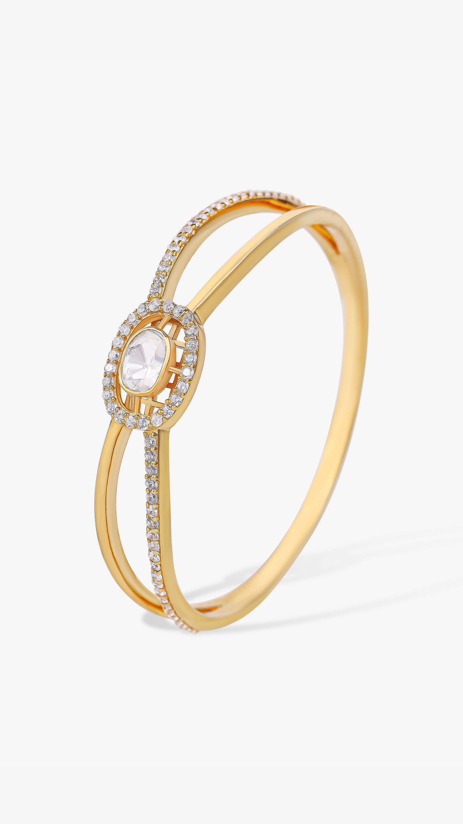Regal Oval-Halo Split Band 925 Silver Bracelet