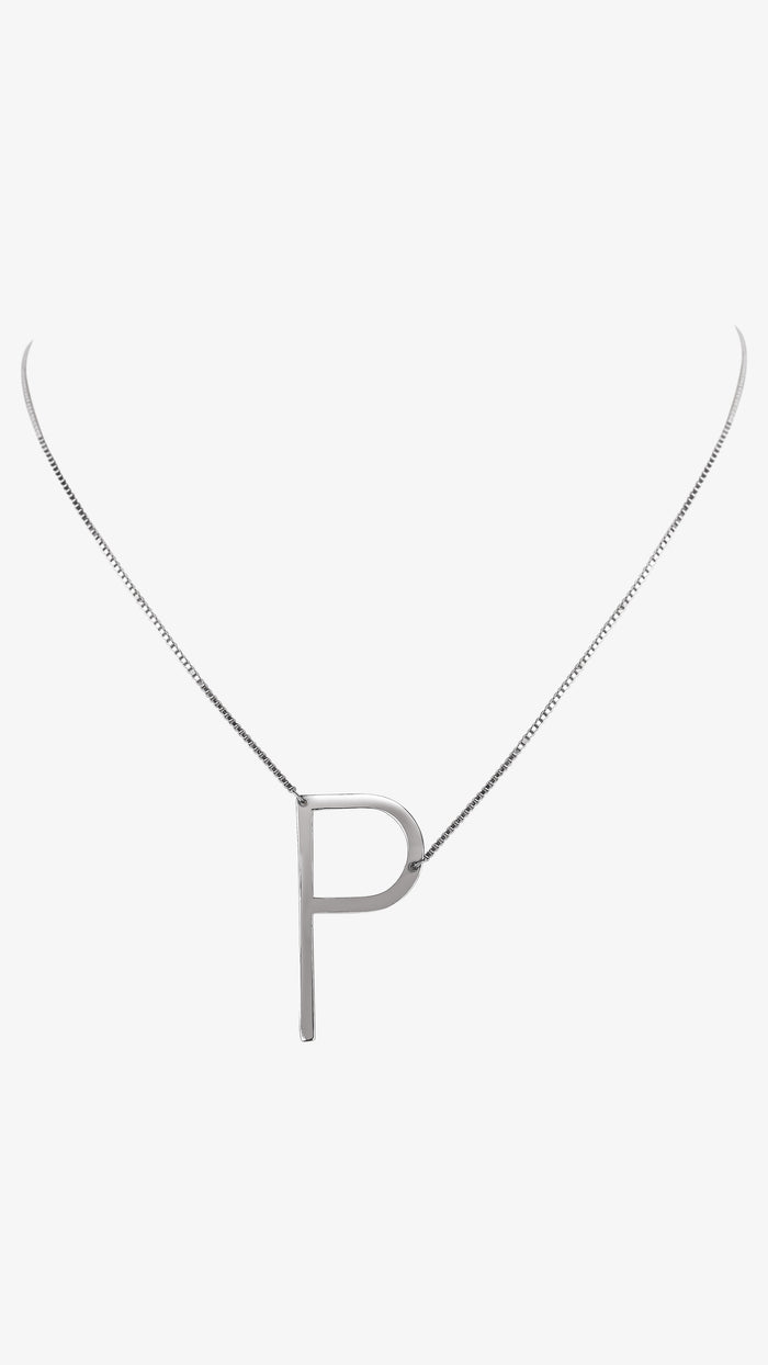 Initial "P" Sterling Silver Pendant Chain