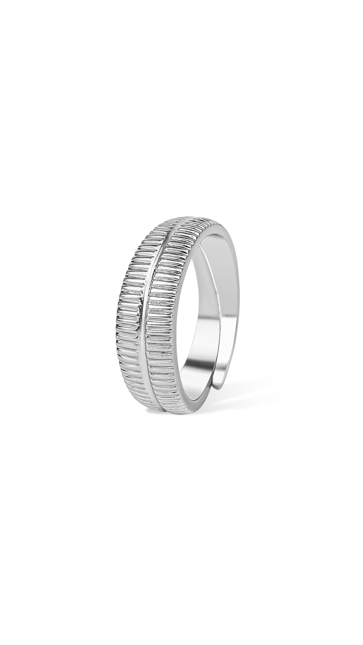 Ribbed Texture Silver Ring