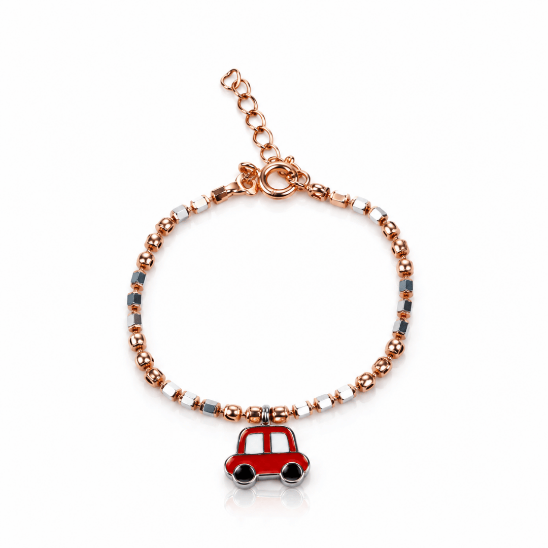 925 Silver Baby Bracelet with Red Car Charm
