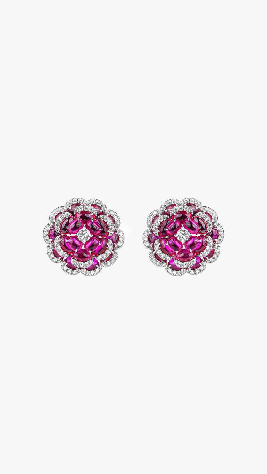 925 Silver Floral Pink Cocktail Stud Earrings