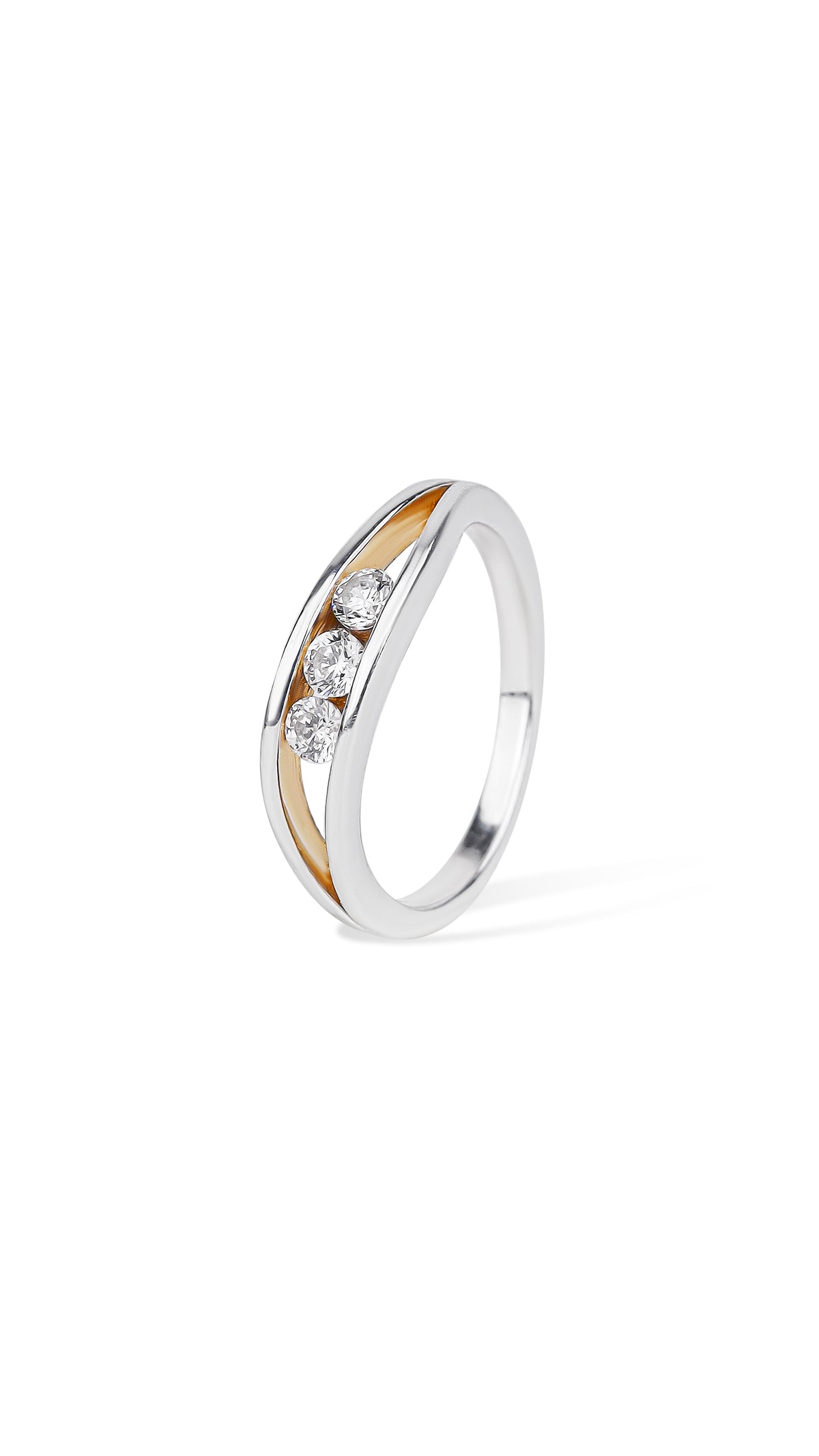 Two-Tone Bypass Crystal Ring