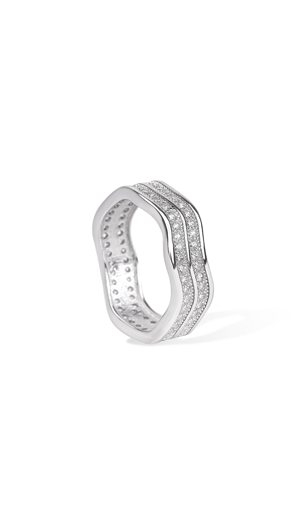 Double Band Pavé Crystal Ring