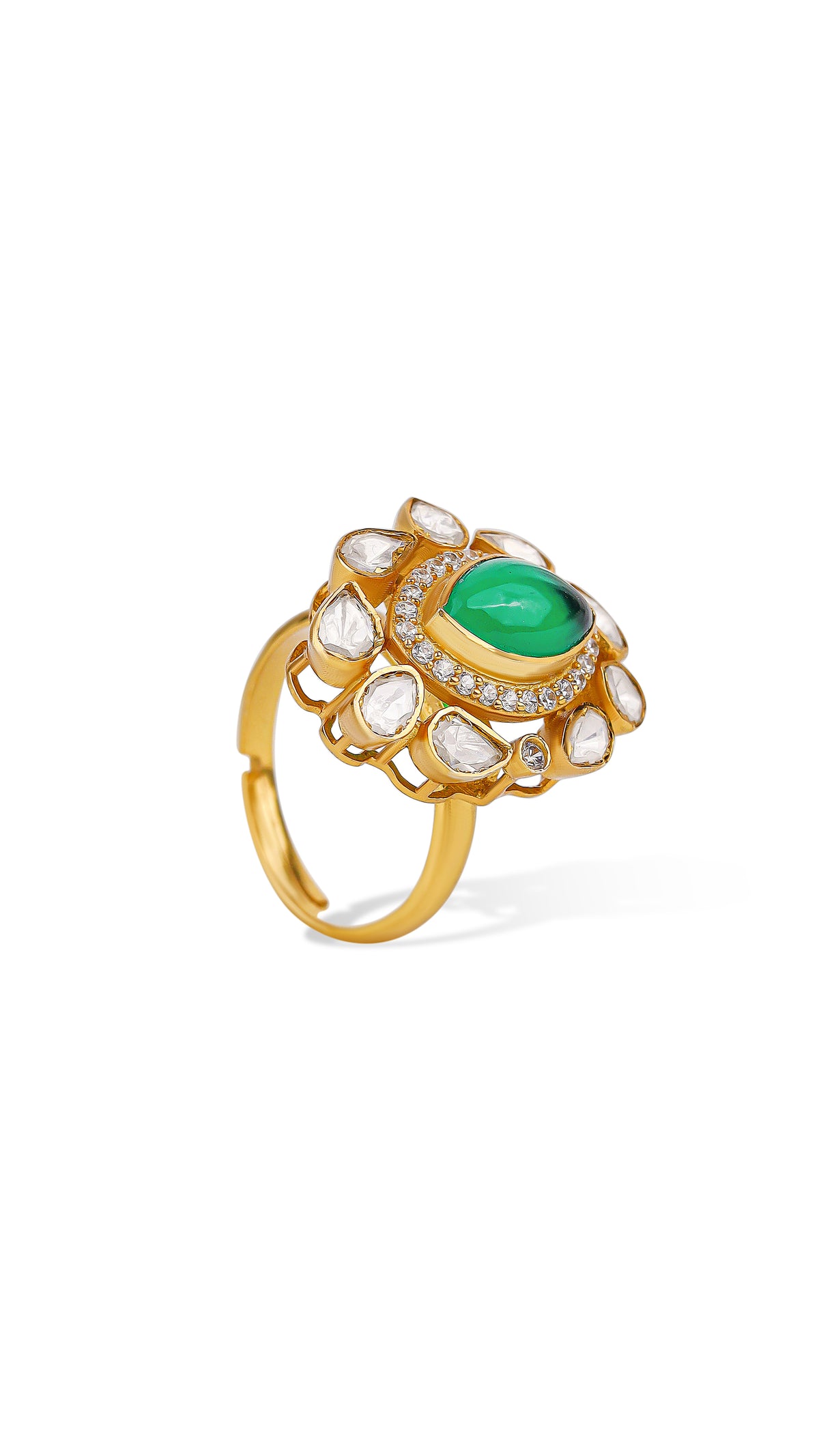 Emerald Green Crystal Cluster Ring