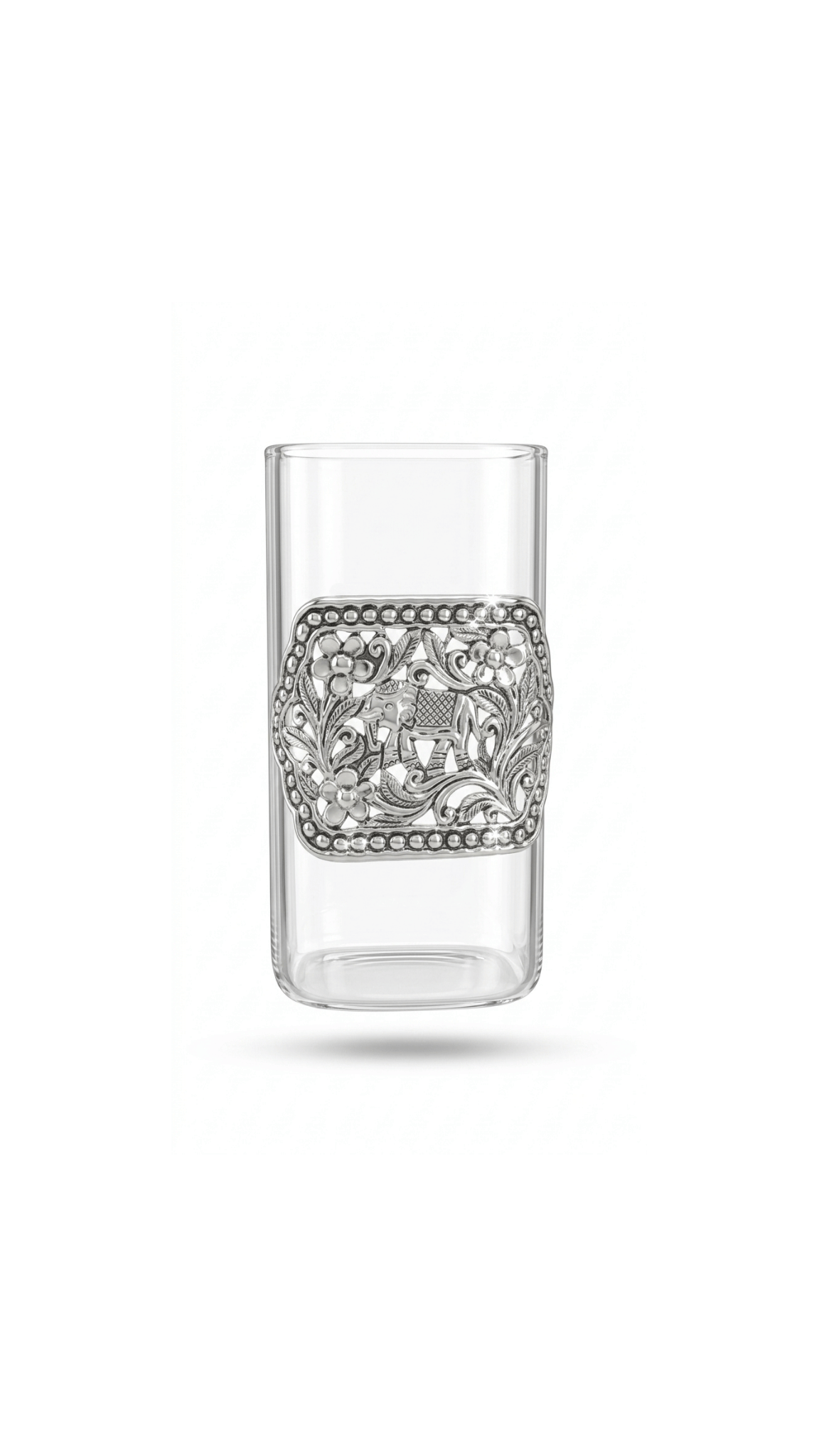 925 Pure Silver Elephant Crystal Glass