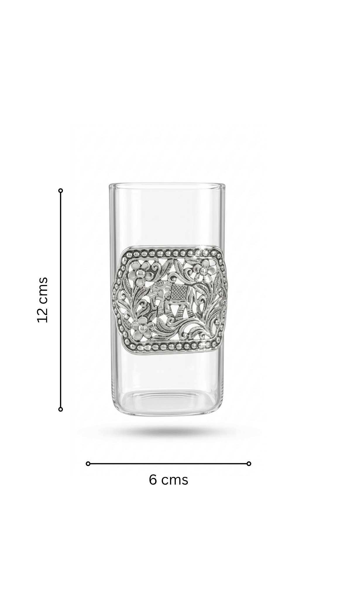 925 Pure Silver Elephant Crystal Glass