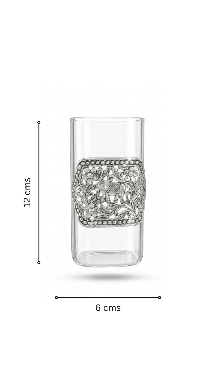 925 Pure Silver Elephant Crystal Glass
