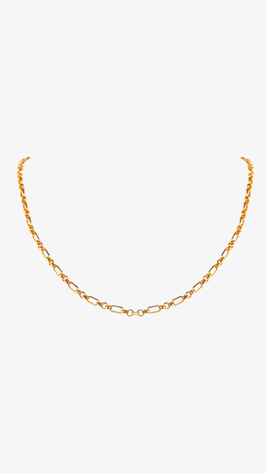 Gold plated 925 silver Figaro chain necklace for women