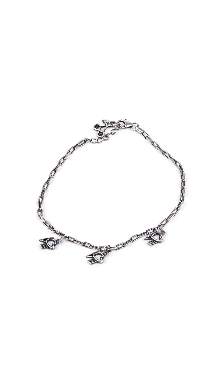 Oxidized Silver Love Charm Bracelet