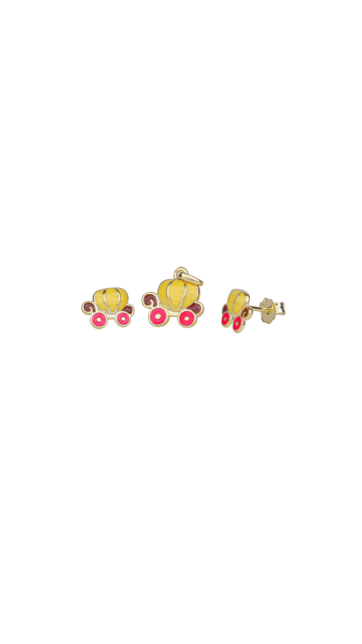 Kids Yellow Pumpkin Carriage Earrings