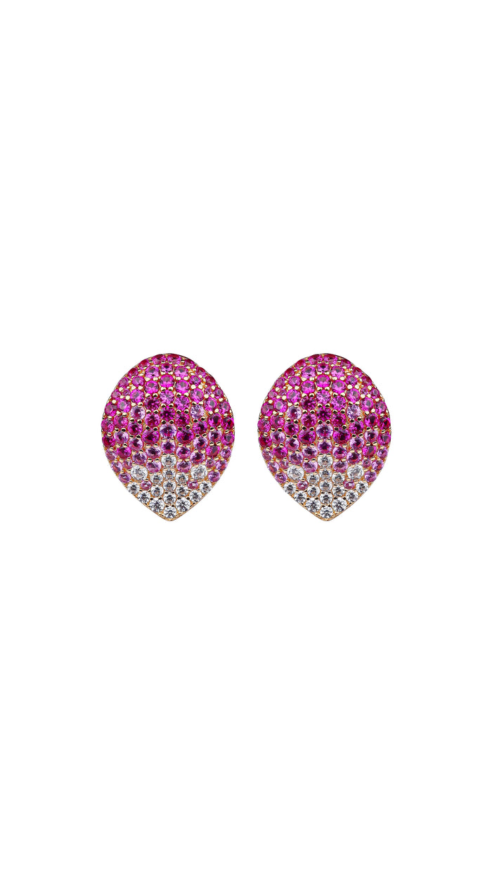 Pink Ombre Crystal Gold Finish Silver Drop Earrings for Women