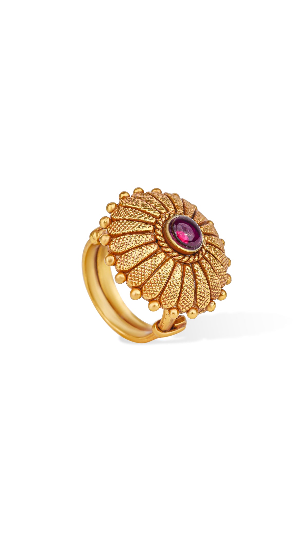 Textured Sunburst Ruby Ring