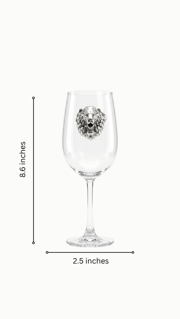 925 Silver Lion Crest Wine Glass