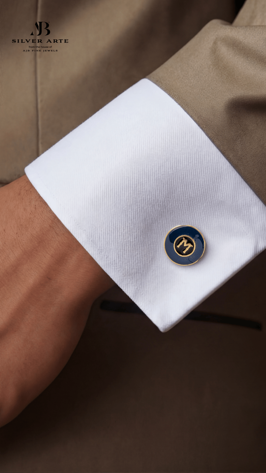 925 Silver M Initial Cufflinks