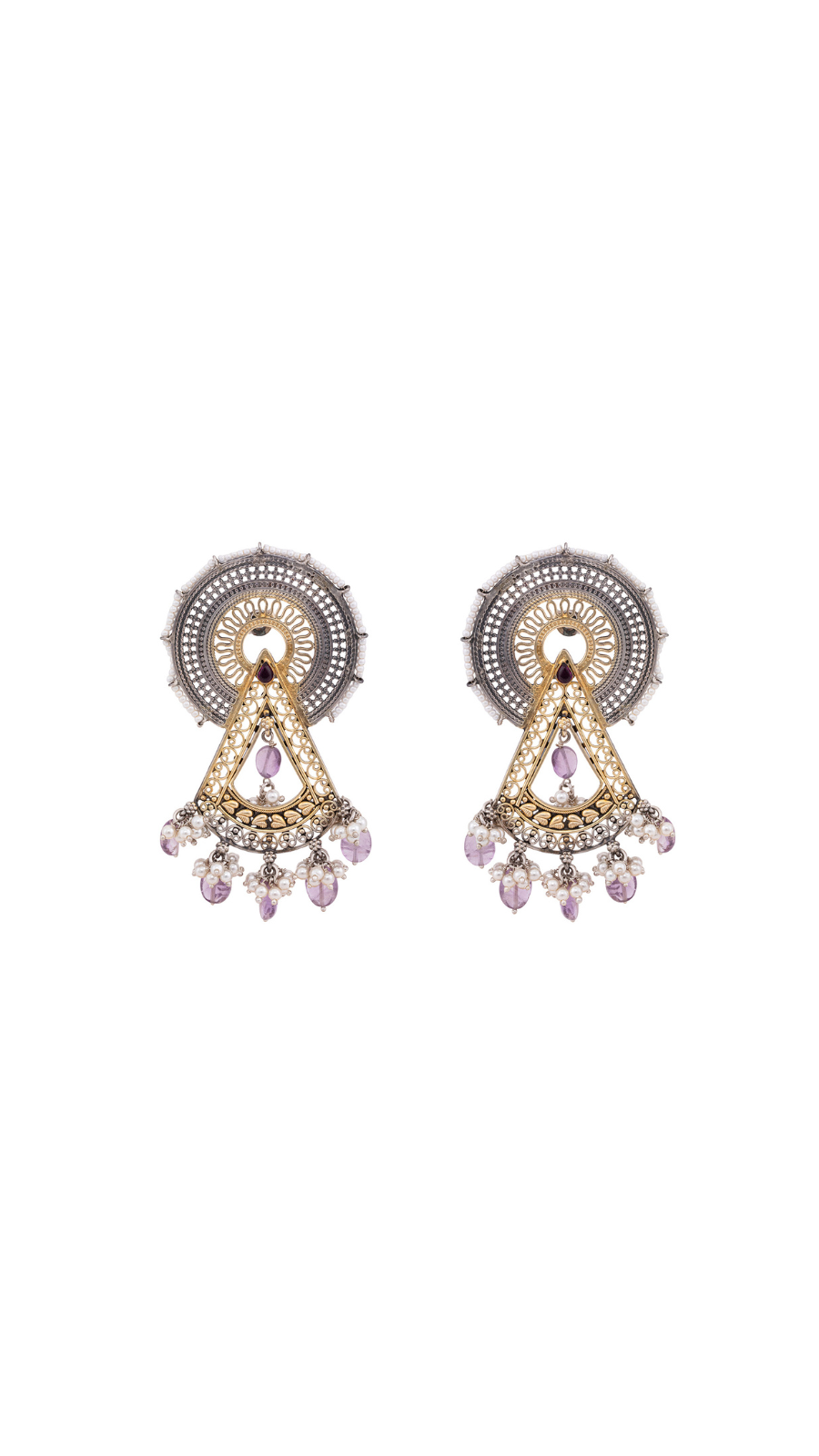 Pearl Amethyst Chandelier Earrings